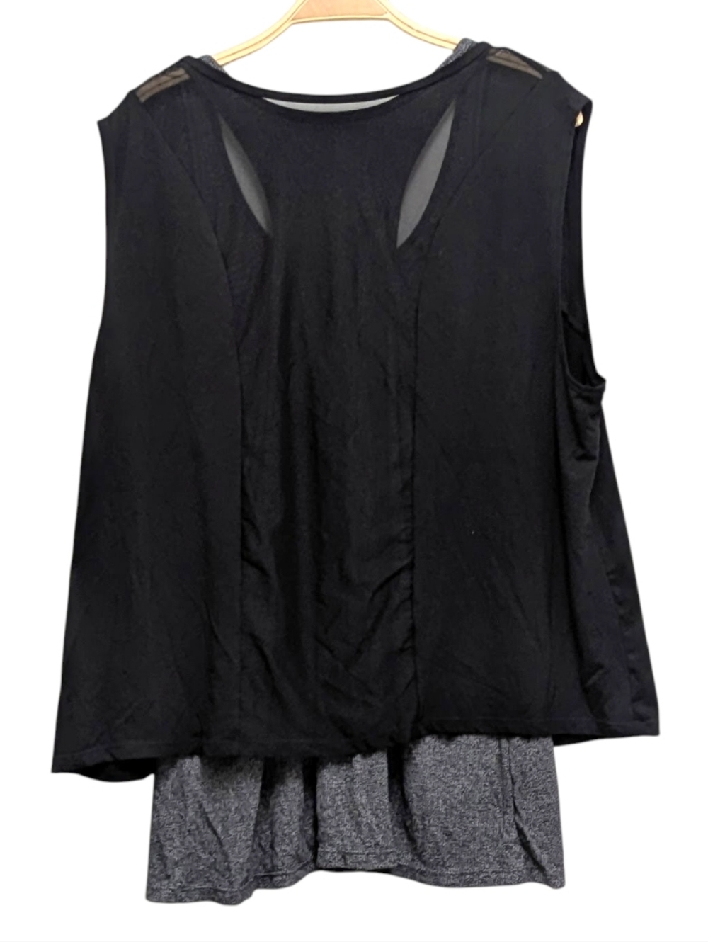 Tangerine Black Grey Layered Athletic Exercise Tank Top XL NWT - Picture 2 of 7